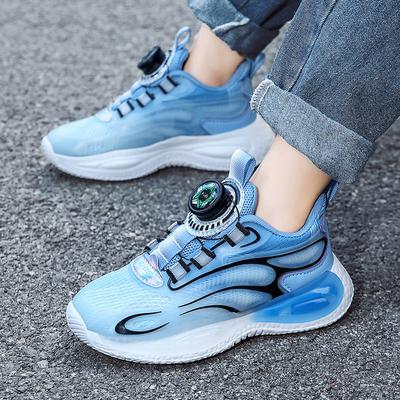 Boys' Leather-faced Athletic Shoes, Spring Collection, Breathable Mesh Design, Suitable for Older Children, Basketball Shoes, Running and Training