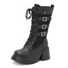 Hebilla de Cinturón de Metal Tubo Mediano Botas de Moda Suela Gruesa Muffin Botas Casuales Botas Martin Talla Grande 40-45 Botas