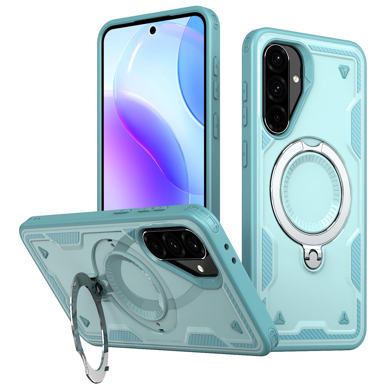 

For Samsung Galaxy A36 5G Case Compatible with MagSafe Military Protection PC+TPU Kickstand Phone Cover Baby Blue
