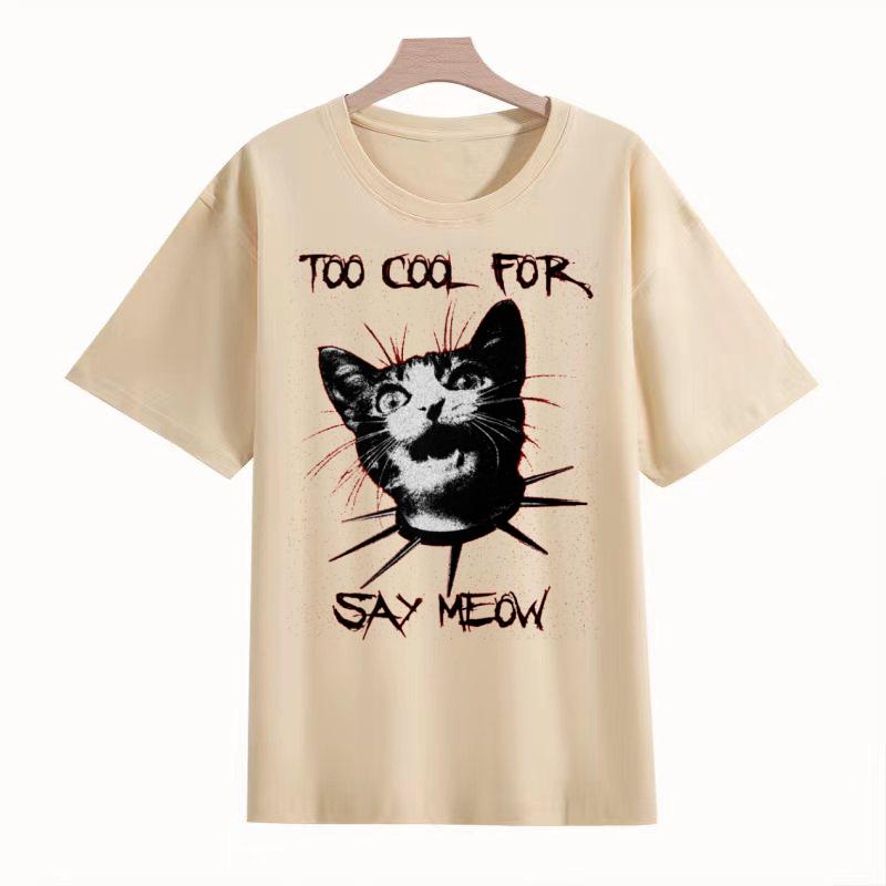 Adult and Childrens Comforting Catplaying Pure Cotton Tshirt Lazy and Casual Perfect for Staying At Home or Parties