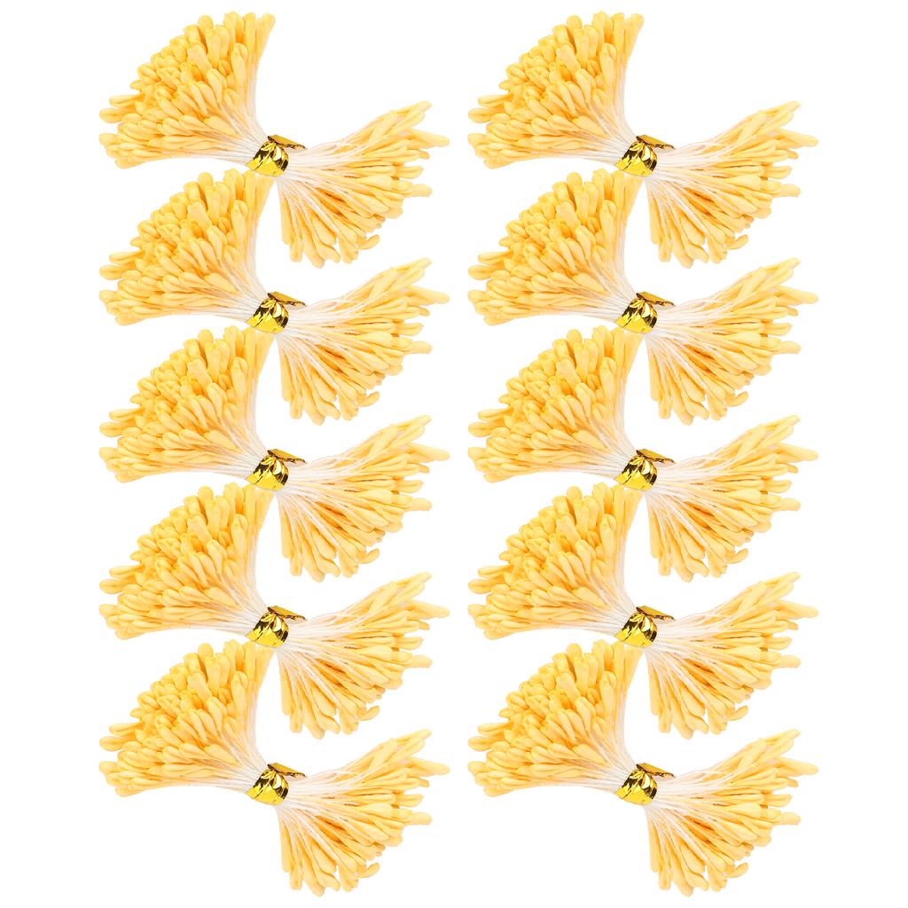 900Pcs Artificial Stamen Gypsum Orange Color Double End Simulation Bouquet Make Accessories(3mm(13#) )