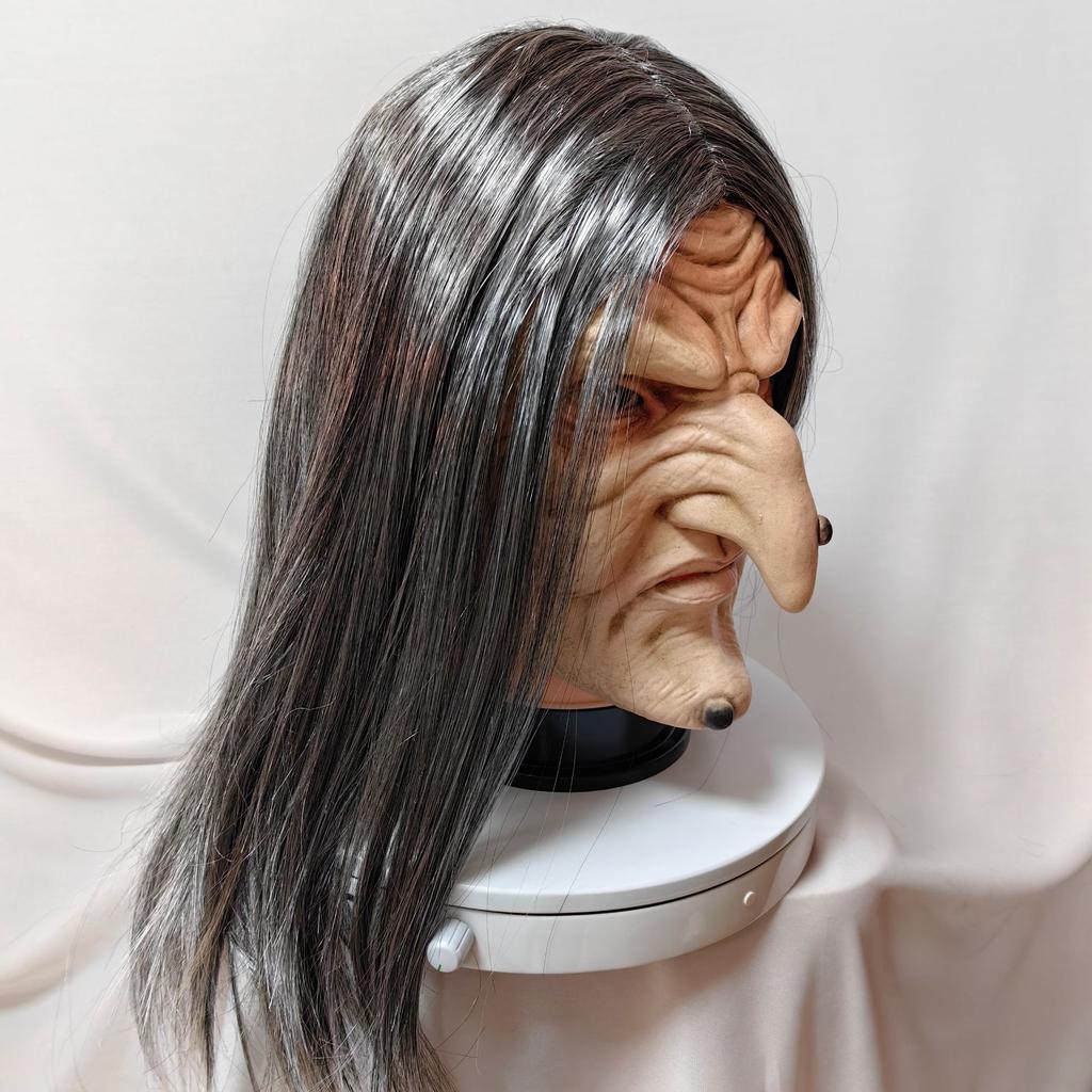 Halloween Half-face Mask with Long Hair, Ghost Face Mask, Scary Witch Mask, Latex Headgear, Party Performance Prop