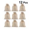 12Pcs 13x18cm Lightweight Linen Gift Bag Christmas Candy Pouch for Kids Holiday Party Favors Storage Drawstring Pouch Beige