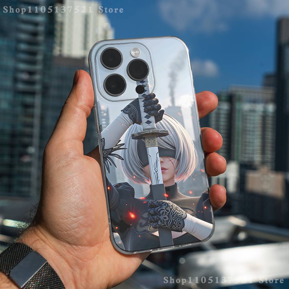 Y-YoRHa No 2 Type B Phone Case For iPhone 16,15,17,12,13,14,11 Max,Pro,Plus,X,XS,XR,SE4,E Mini Transparent Cover