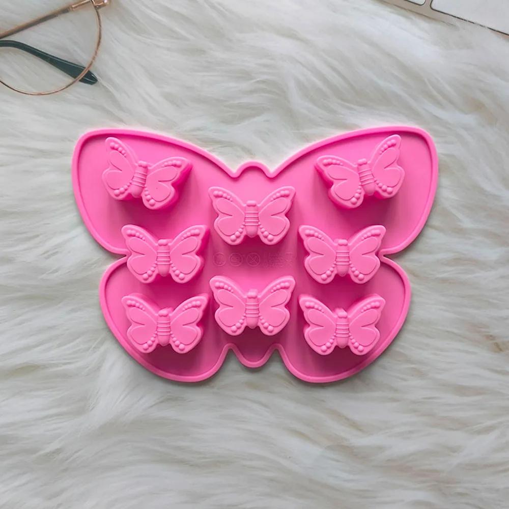 1pc 8Cavity Butterfly Silicone Baking Mold Non Stick Cake Chocolate Mould Oven Microwave DIY Baking Tool for Home Kitchen Bakers