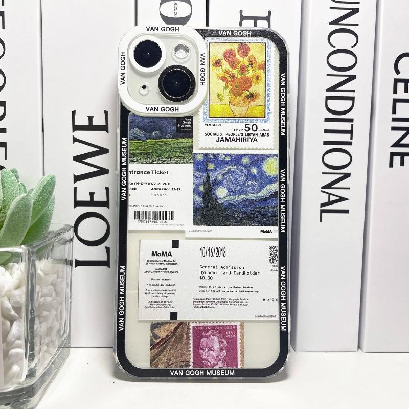 

Collage Stickers Van Gogh Art Phone Case For iPhone 16 15 11 12 14 13 Pro Max Mini X XSMax XR 7 8 Plus SE4 16e Cute Silica Cover iPhone 16 Pro