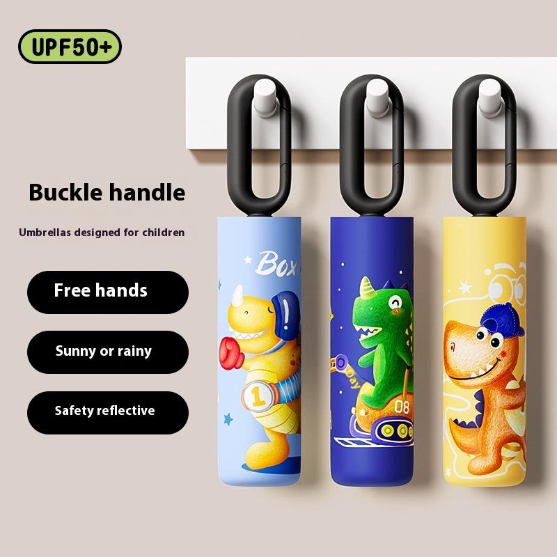 Buckle Handle Folding Telescopic Kids Umbrella for Girls Boys UV/Sun Protection Strong and Portable Compact Durable Lightweight