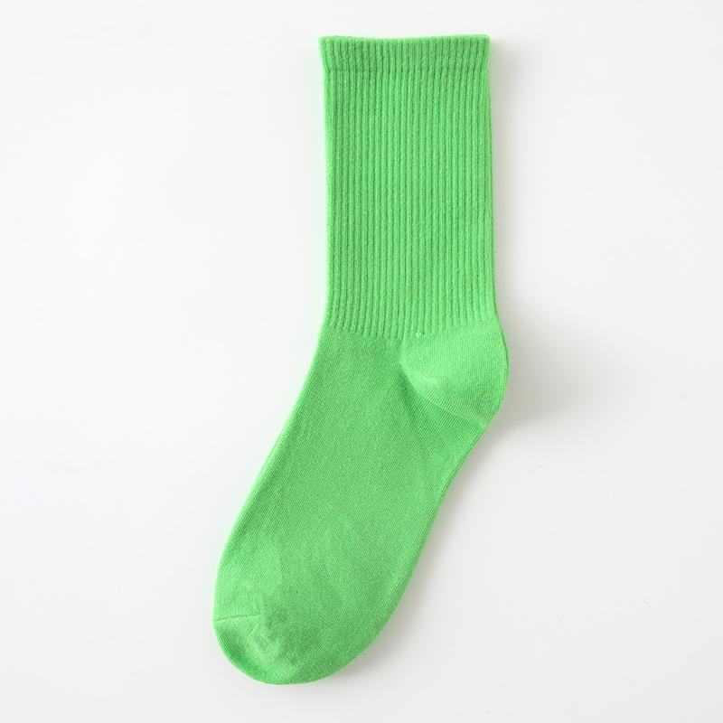 Female Spring and Autumn Thin Style Pure Color Candy Color Movement In The Tube Pile Socks