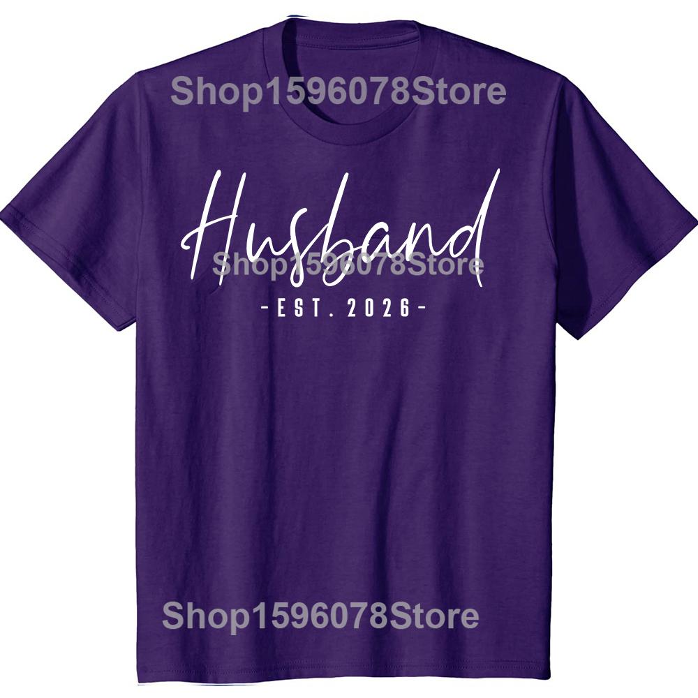 Husband Est 2026 Just Married Wedding Couple 100 Cotton Tshirts Men Fashion Casual Tshirt Loose Oversized Streetwear T Shirt