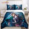 Demon Slayer's Japanese Carton Style Children's Print Beding Set with Soft Fabric Duvet Set Comfortable Bed Size Children's Girl Boy Gift