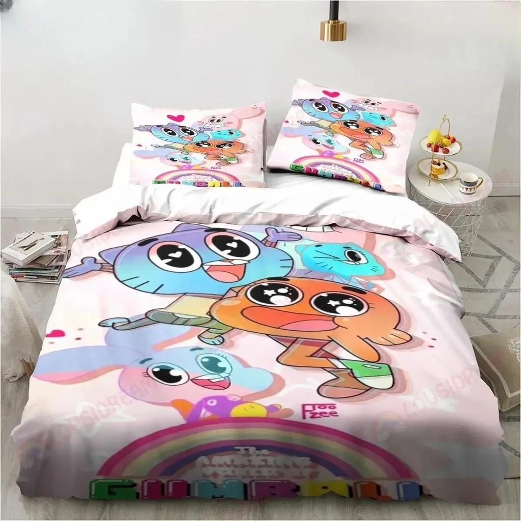 New Carton The Amazing World Gumbal Beding Set Bedrom Soft Modern Bedspreads Comefortable Soft Duvet Cover Comfortable Quilt Cover Pilowcase