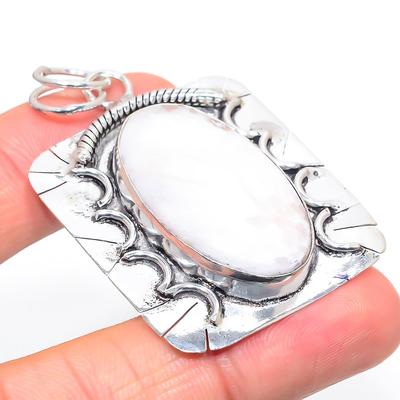 Natürlicher Skolezit Edelstein Handgefertigt 925 Silber Geschenk Schmuck Anhänger 2.29" E5R51