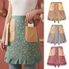 Atmungsaktive Halbschürze mit Taschen Wasserabweisende Küchen-Taillenschürze zum Kochen, Gärtnern, als Kellnerin, Blumenmuster, Verstellbar, Back-, Catering-Schürze