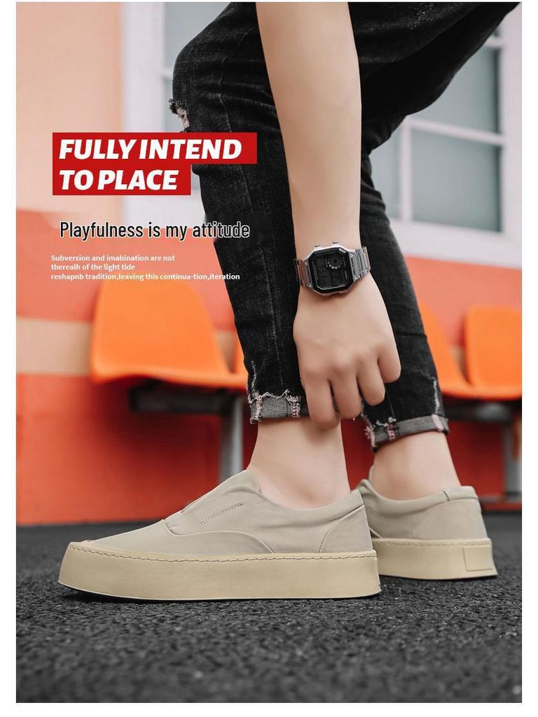 2025 Summer Men's Non-Slip Breathable Canvas Sneakers with Thick Sole