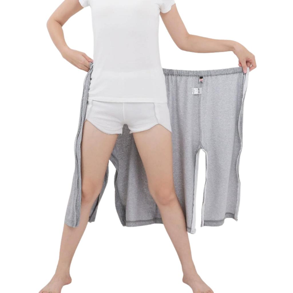 Quikaboo Nursing Care Zippered Pants with Full Side for Nursing Bedridden Diaper Length Pants, Opening, Zippers, Year-Round Use, Care, Care, Changing,