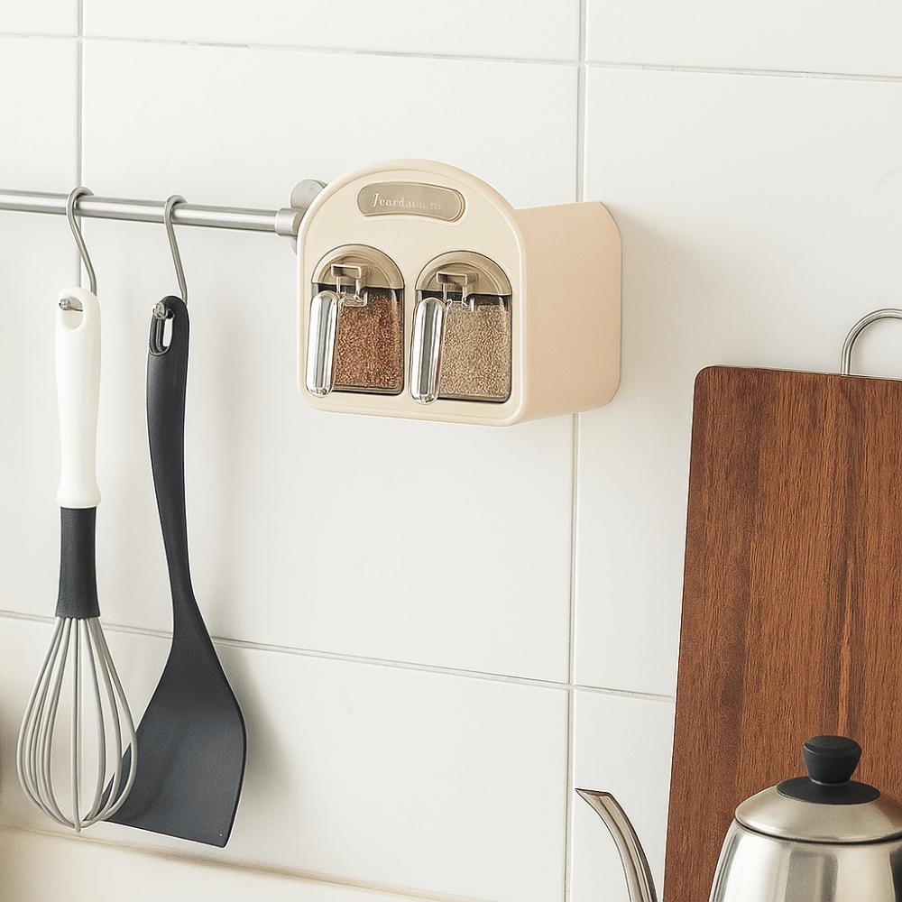 Plastic Wall Mounted Seasoning Box Moisture-proof Spice Storage Rack Spice Container  for Home