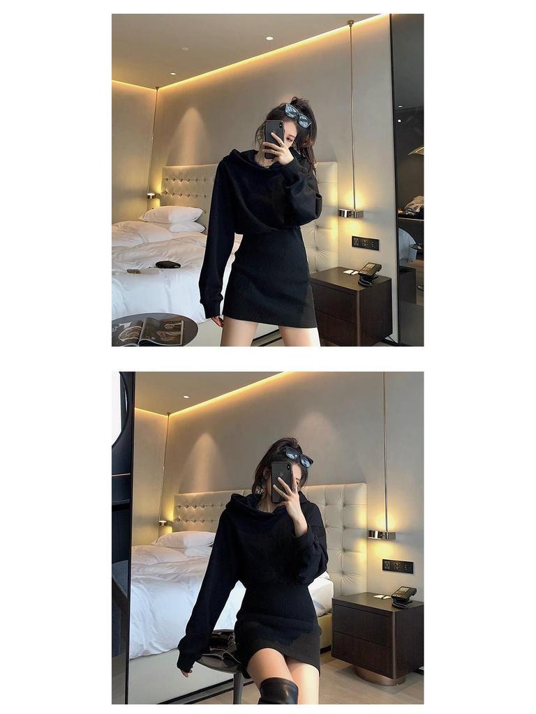 Waist-Cinching Slim-Fit Long-Sleeved Hooded Mini Dress for Women - 2026 Spring Arrivals