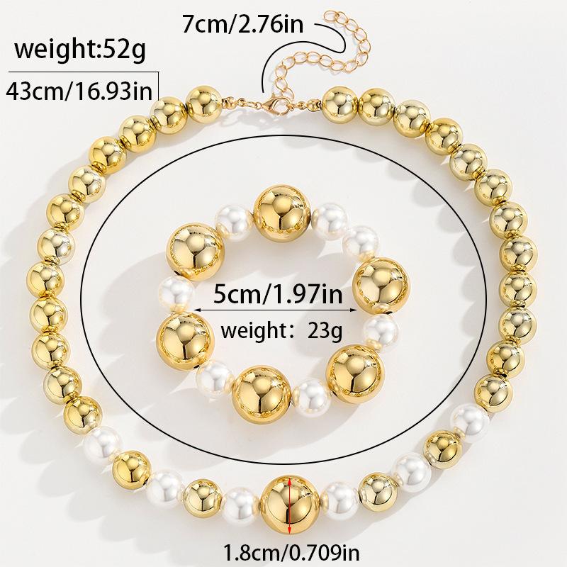 European and American round imitation pearl collar necklace exaggerated big bead punk fashion short collarbone chain choker