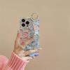 Oil Painting Flower Wrist Strap Diamond Phone Case For Iphone 16 15 Pro Max