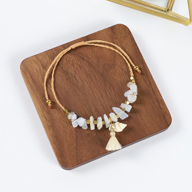 Ожерелье из натуральной хрустальной гальки в нишевом дизайне, женский ретро-богемный набор браслетов для отпуска