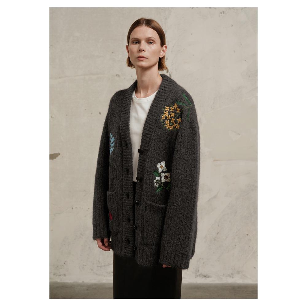 DIMANAF 2025 Plus Size Autumn Sweaters Coat Cardigan Pockets Women Pattern Printing Buttons Sweaters Knitting Loose Sweater