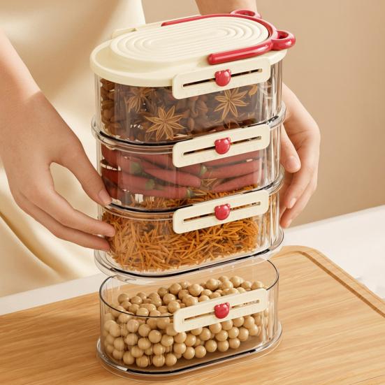 3/4/5 ks Uzavřená sklenice Stohovatelná sada úložných boxů na koření Kompaktní design Průhledné nádoby na koření Organizér do zásuvky na koření