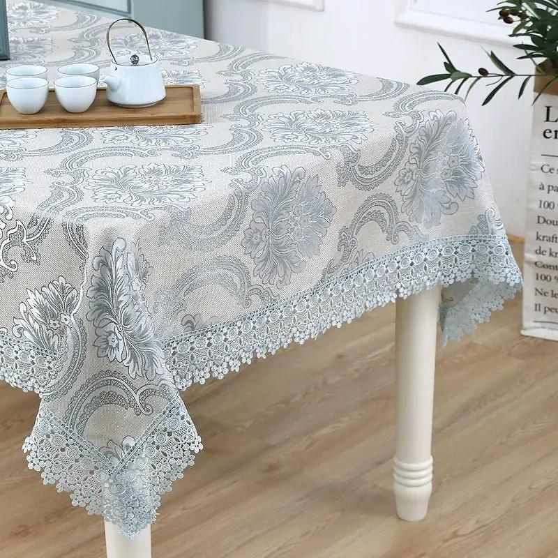 

Новый стиль, жаккардовая скатерть, прямоугольная высококачественная скатерть для журнального столика, бытовая минималистичная универсальная скатерть с кружевными краями 150x200cm