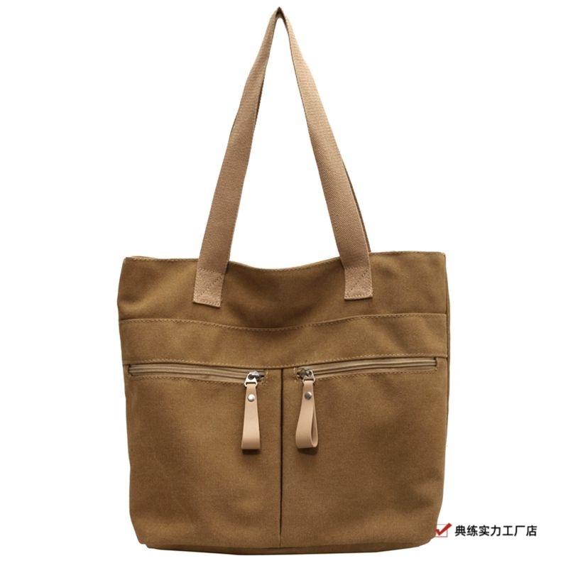 College students take classes, canvas bags, women's new trendy summer casual simple shoulder bags, large-capacity tote bags