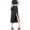 Irregular Package Hip A-line Skirt Design Sense Denim Skirt Burlap High-waisted Mid-length Open Half-body Skirt Female Fashion Denim Bustier Skirt