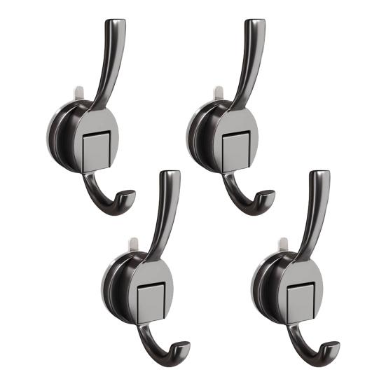 

4Pcs Heavy Duty Suction Cup Hooks Waterproof Push-to-Lock Hanging Hooks 360° Rotating Strong Suction Wall Hooks for Bathroom Kitchen сірий