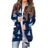 Women's Fashionable Loose-Fit Casual Cardigan With Christmas Print Mid-Length Coat