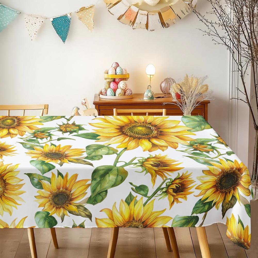 Sunflower Pattern Rectangle Table Cloth for Table Decor Kitchen Dining Waterproof Reusable Tablecloth for Table Indoor Picnic