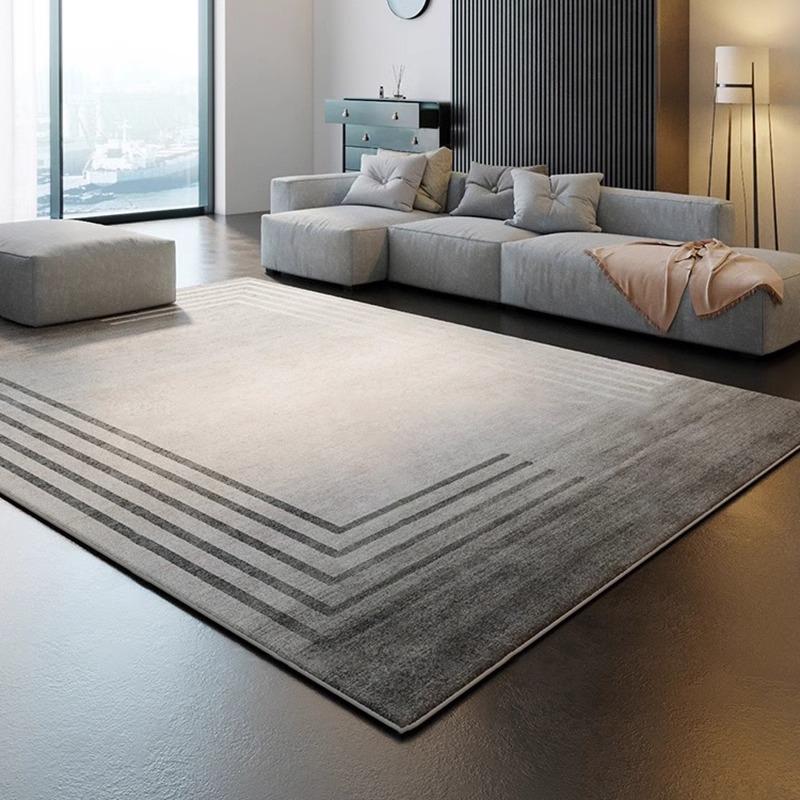 Modern Striped Living Room Carpet Light Grey Luxurious Decorative Carpet Comfortable Soft Bedroom Bedside Rugs Artistic Line Rug