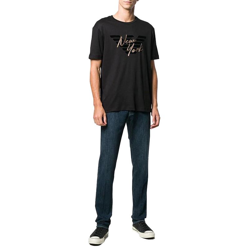 Emporio Armani Ss22 Solid Color Letter Print Casual Crew Neck Short Sleeve T-Shirt Men Tops Black 6G1TF0-1JPRZ-0999