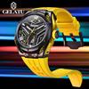 GELATU 6007 Skeleton Automatic Watches for Men Fashion Silicone Strap Hollow Waterproof Luminous Men's Mechanical Wristwatches