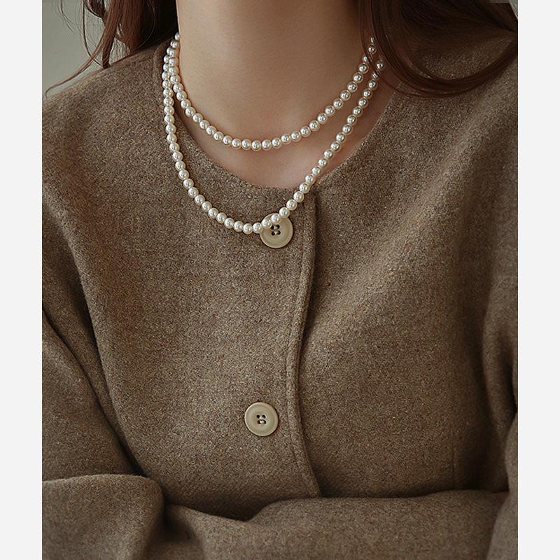 Shijia Pearl Necklace: Luxurious Retro Fall/Winter Beaded Jewelry for Women
