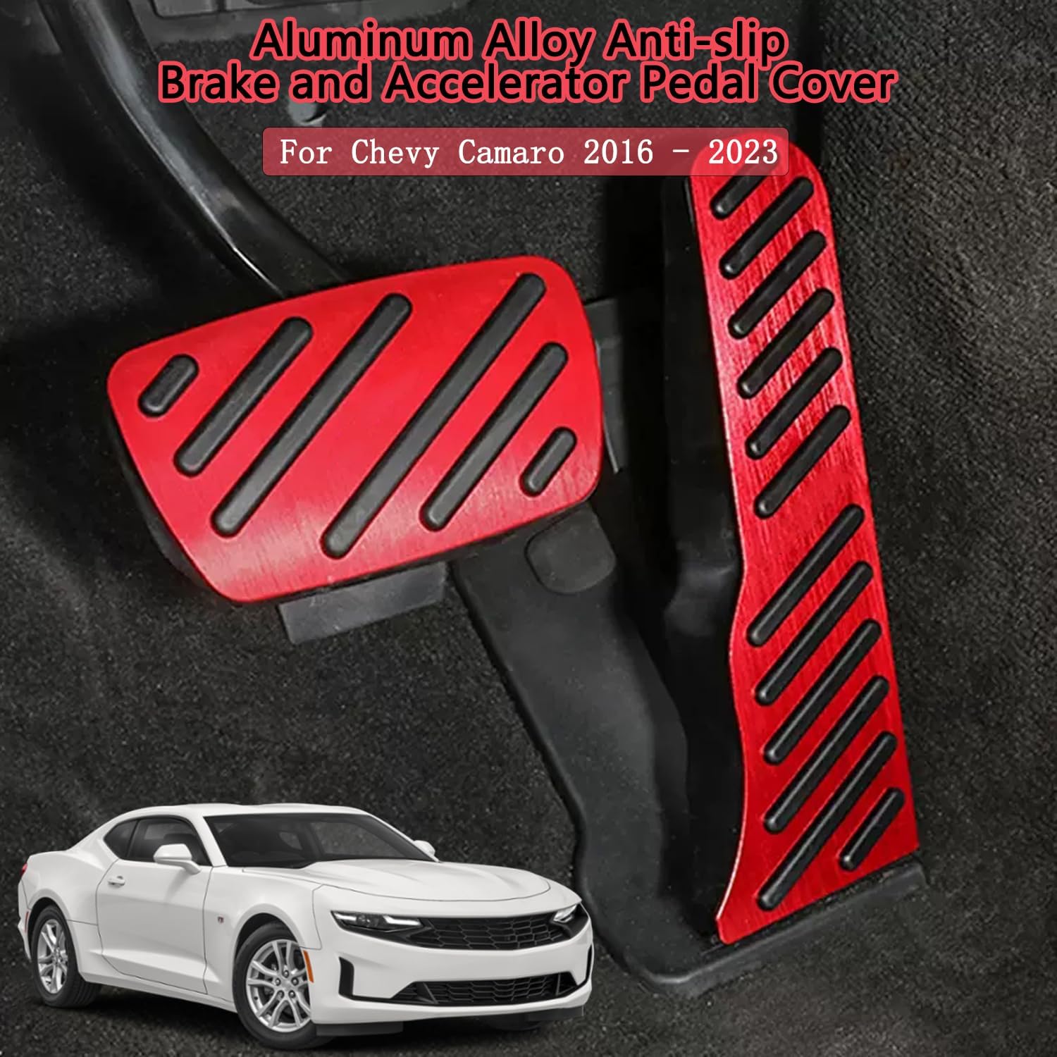 

Aluminum Alloy Gas Brake Pedal Cover for Chevy Camaro 2016 2017 2018 2019 2020 2021 2022 2023 No Drilling Non Slip Aluminum Brake and Accelerator