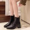 Fashion High Heels Ankle Boots Women Shoes Fashion Pointed Toe Booties 2024 New Trend Thick Heel Chelsea Boots Ladies Leather Short Boot