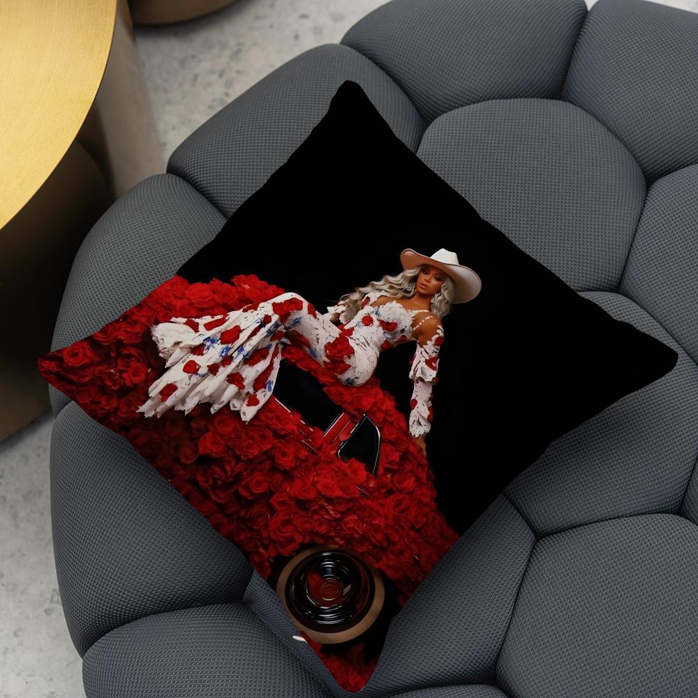 Singer B-Beyonce Cushion Cover Reversible Plush Pillow Cover – For Car, Sofa, Bedroom, Perfect As a Gift.