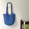 Sac fourre-tout en tricot grande capacité couleur unie pour femme, sac à main d'été pour les vacances à la mer, sac à bandoulière au crochet pour dames