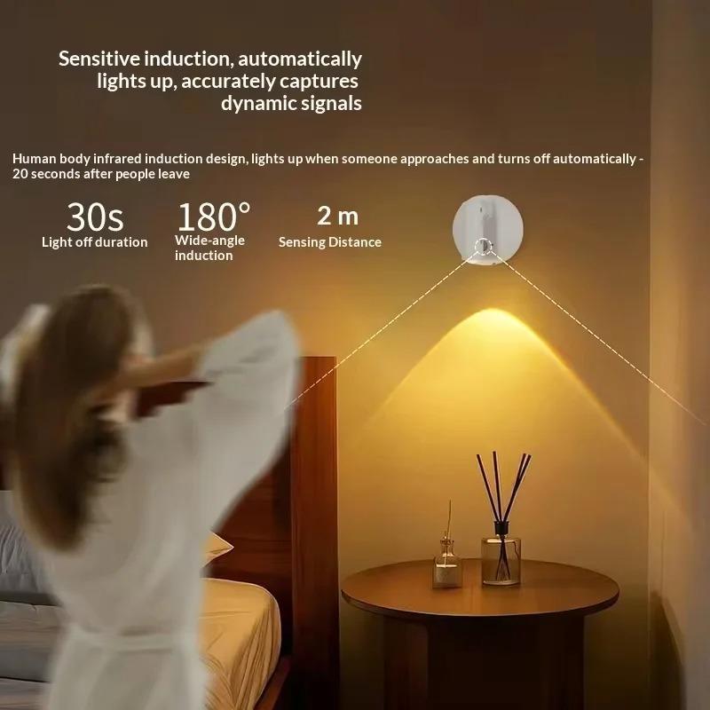 LED Magnetic Rechargeable Wall Spotlight Wireless No Punch Touch Switch Dimmable Reading Light Bedroom Bedside Cabinet Lighting