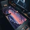 Black Cat Mouse Pad Large Cherry Blossom Landscape Desk Mat Stitch Edge Rubber AntiSlip Pc Accessories Gaming Mats Keyboard Rug