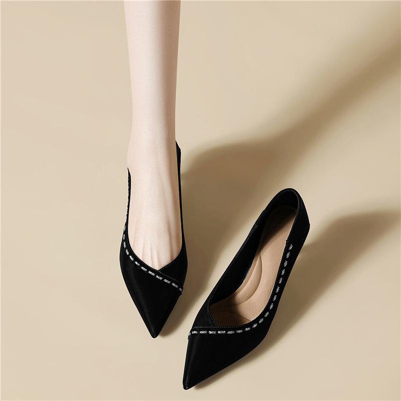 

French shallow mouth high heels, high-end pointed toe stiletto cm single shoes, fashionable women s new one-pedal versatile women s shoes 34