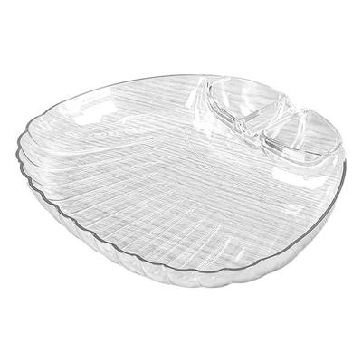 Klare Speiseteller Transparent Muschelform Servierschalen Haushalt Servierplatte mit Dip-Schälchen Tragbarer Pommes-Teller für