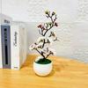 Simulation Plum Flower Pot Plant Artificial Plastic Fake Flowers Home Office Desktop Ornaments Wedding Party Background Decor