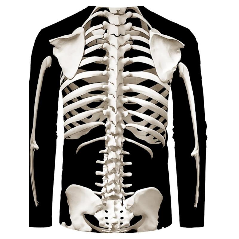 Unisex 3D Vzor Velký Potisk Lebky Kulatý Výstřih Kostým Nadměrná Velikost Halloween Denní Běžný Párty Street Červená Černá Zelená Dlouhý Rukáv