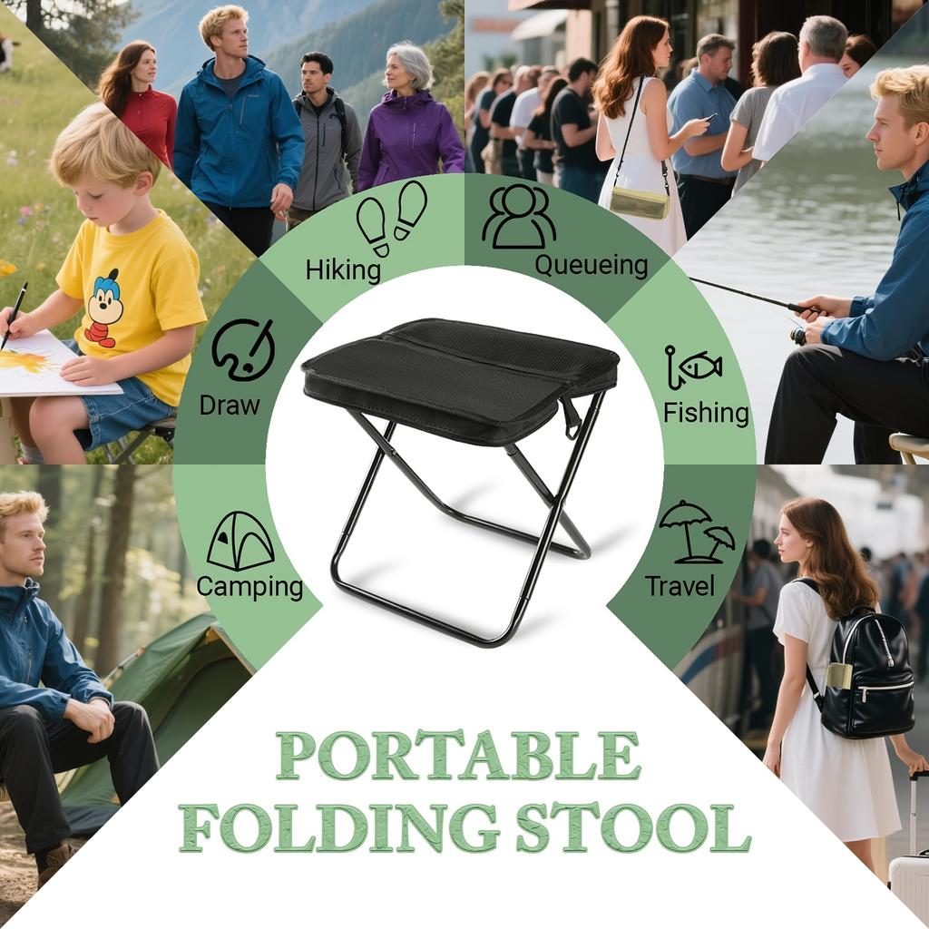 2-in-1 Portable Folding Outdoor Chair with Shoulder Strap, Lightweight Durable Chair for Camping, Hiking, Fishing and Travel
