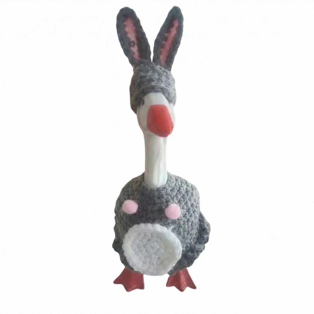 Miniaturowa Figurka Gęsi w Dzianinowym Stroju Ręcznie Robiona Dekoracja Biurka Kolekcjonerska Ozdoba Zwierzęca do Domu Biura