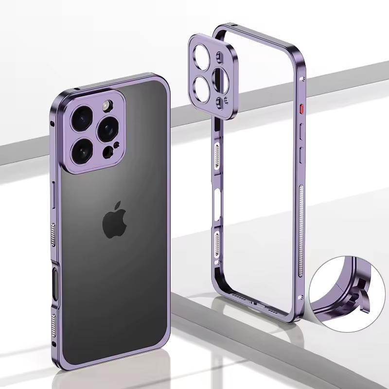 Rahmen Bumper Handyhülle aus Luftfahrt-Aluminiumlegierung für iPhone 16 15 14 13 12 Pro Max Plus Metall Linsenschutz Stoßfeste Hülle