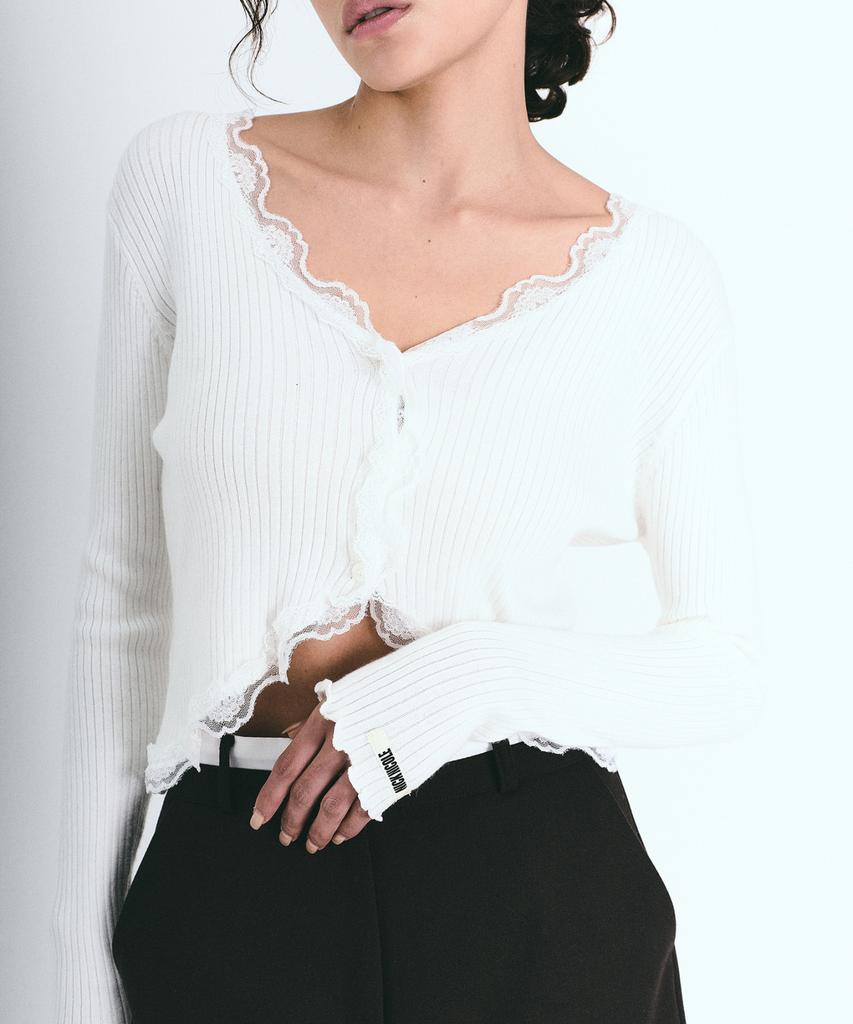 Nick&Nicole Lace Frill Essential Crop Cardigan_3 Color